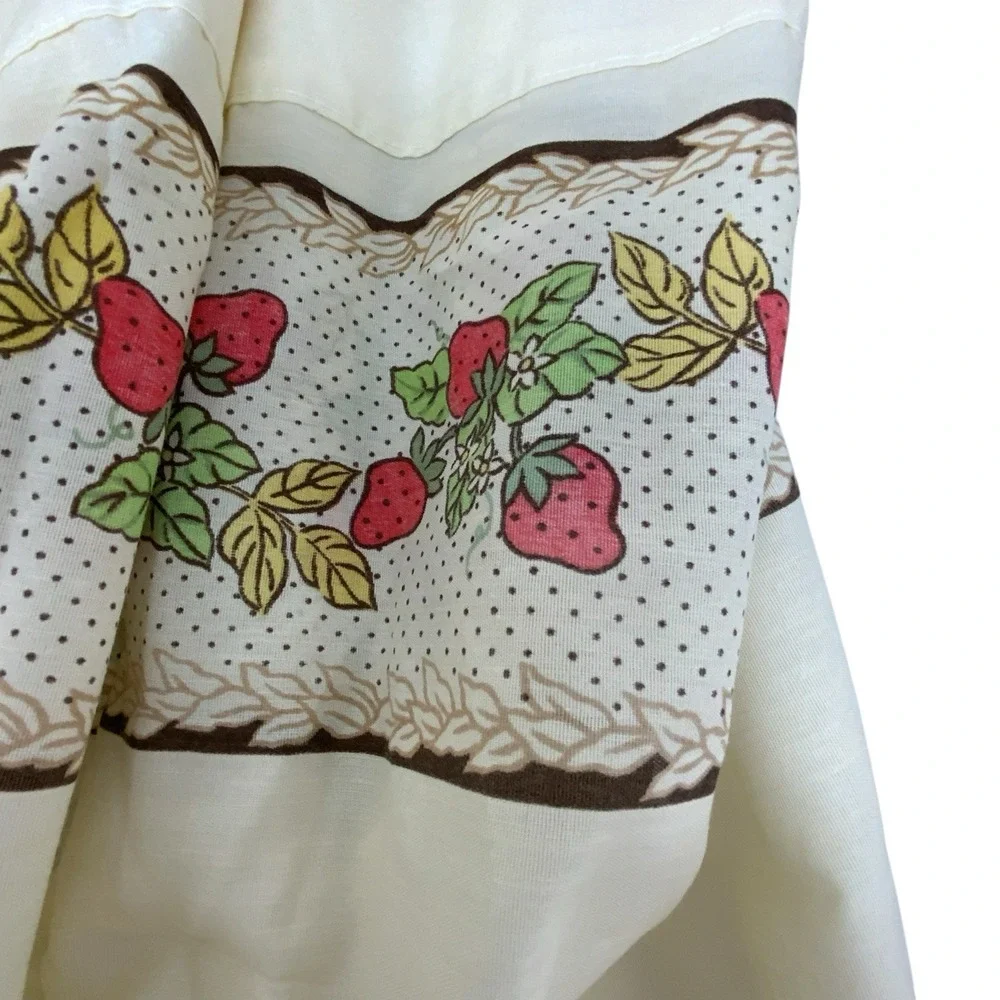 Vintage Strawberry Polka Dot Kitchen Rod Pocket Curtain Valance Tier Cream Red